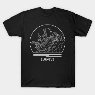 Survive: Escape From Atlantis Minimalist Line Drawing - Board Game Inspired Graphic - Tabletop Gaming  - BGG T-Shirt